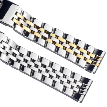  Твърда лента за часовник от неръждаема стомана 20mm 22mm 24mm за Breitling каишка за часовник AVENGER NAVITIMER SUPEROCEAN Belt Logo Изображение 1