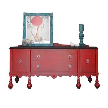 френски ретро входен шкаф, европейска дърворезба, луксозен шкаф за декорация на хола, бюфет, входна врата Изображение 4