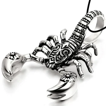 Хип-хоп пънк мъже висулка колиета Скорпион готически кожа въже верига чар ретро мъжки златен цвят сребърни бижута подарък Изображение 2