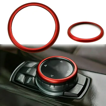 червен алуминиев пръстен централна конзола IDrive мултимедиен контролер копче пръстен за -BMW 1 2 3 4 5 6 7 серия X3 X4 X5 X6 Изображение 2