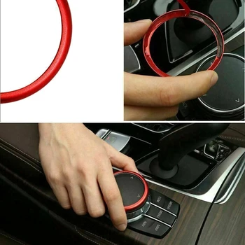 червен алуминиев пръстен централна конзола IDrive мултимедиен контролер копче пръстен за -BMW 1 2 3 4 5 6 7 серия X3 X4 X5 X6 Изображение 3