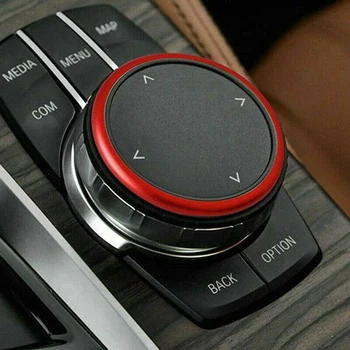 червен алуминиев пръстен централна конзола IDrive мултимедиен контролер копче пръстен за -BMW 1 2 3 4 5 6 7 серия X3 X4 X5 X6 Изображение 5